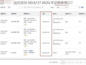 如何找到 MIYA737.MON 牢记跳转接口？