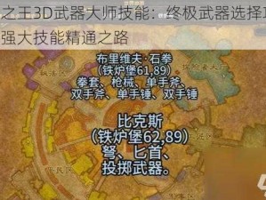 万王之王3D武器大师技能：终极武器选择攻略，探寻强大技能精通之路