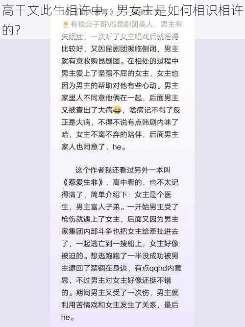 高干文此生相许中，男女主是如何相识相许的？