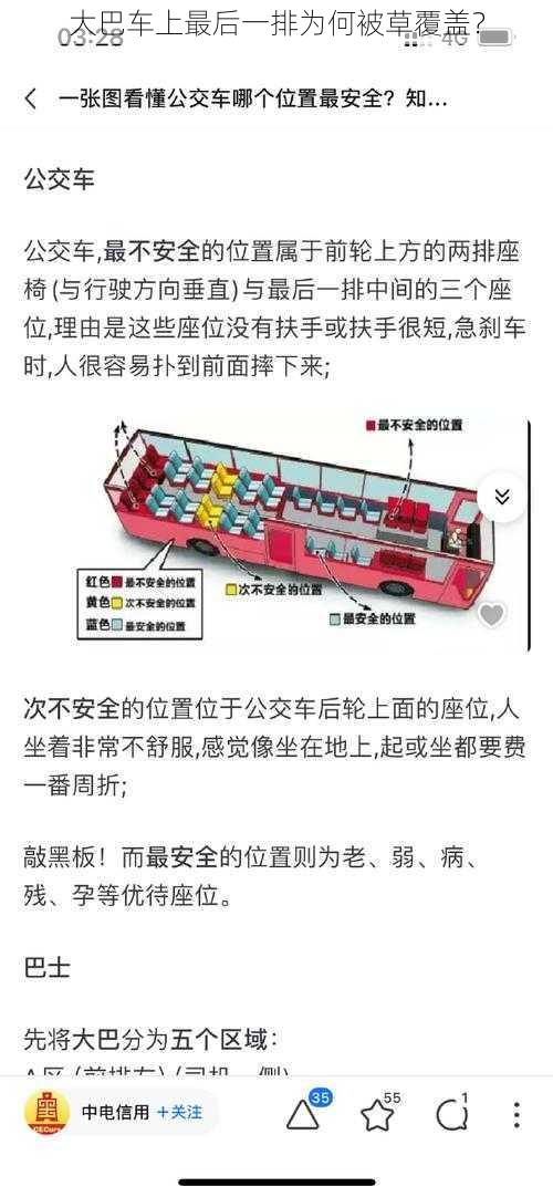 大巴车上最后一排为何被草覆盖？