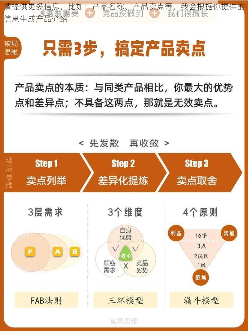 请提供更多信息，比如：产品名称、产品卖点等，我会根据你提供的信息生成产品介绍