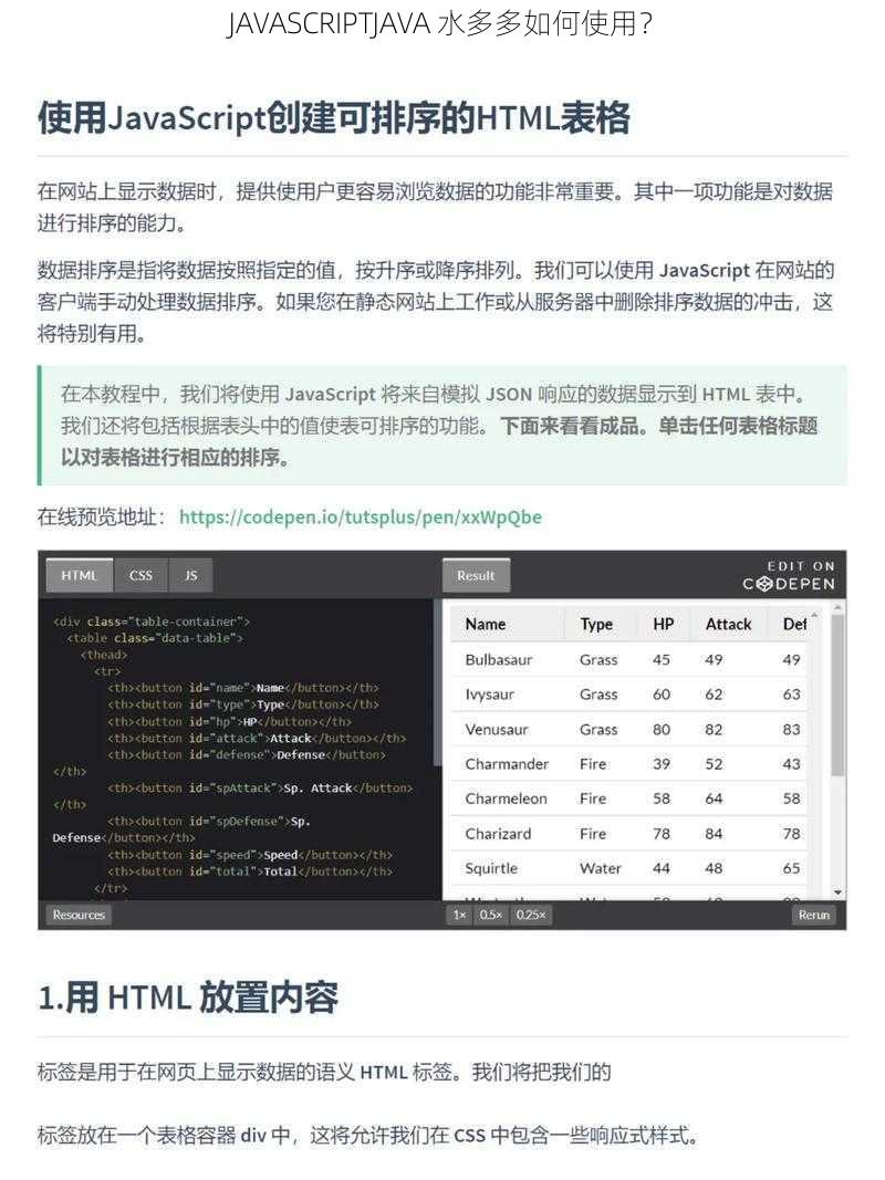 JAVASCRIPTJAVA 水多多如何使用？