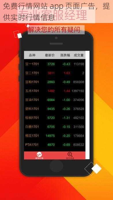 免费行情网站 app 页面广告，提供实时行情信息