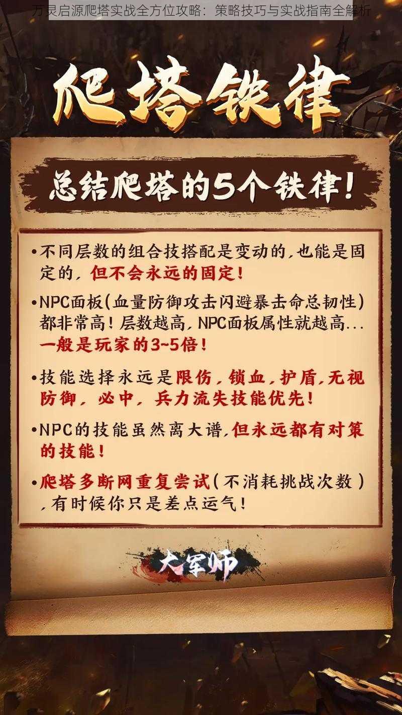 万灵启源爬塔实战全方位攻略：策略技巧与实战指南全解析