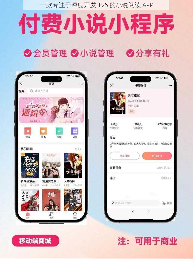 一款专注于深度开发 1v6 的小说阅读 APP